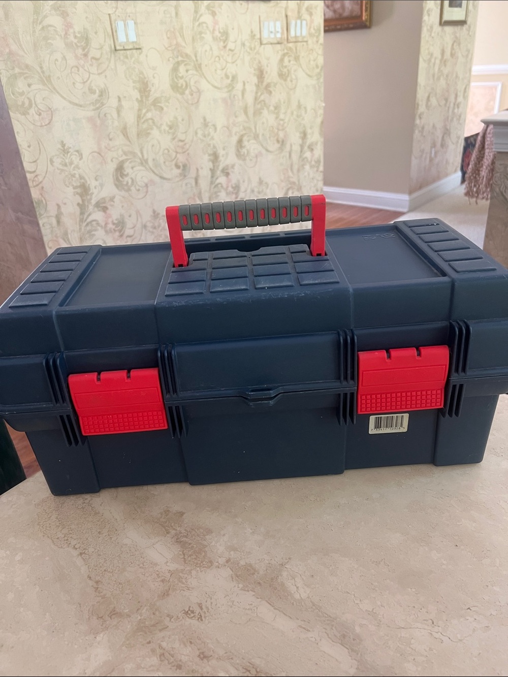ZAG Heavy-Duty Navy Tool Storage Box with Red Latches and Handle